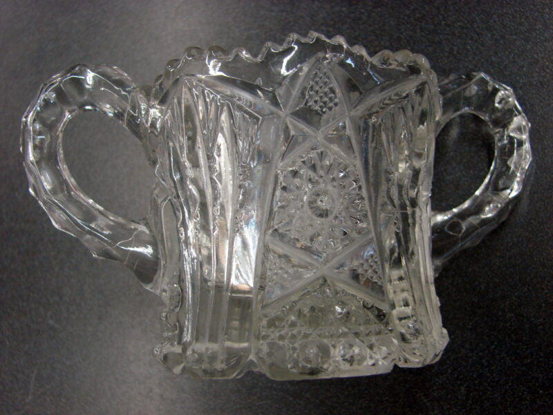 Vintage Crystal Imperial Nucut Glass Sugar Bowl Double Handle, Moose-R-Us.Com Log Cabin Decor