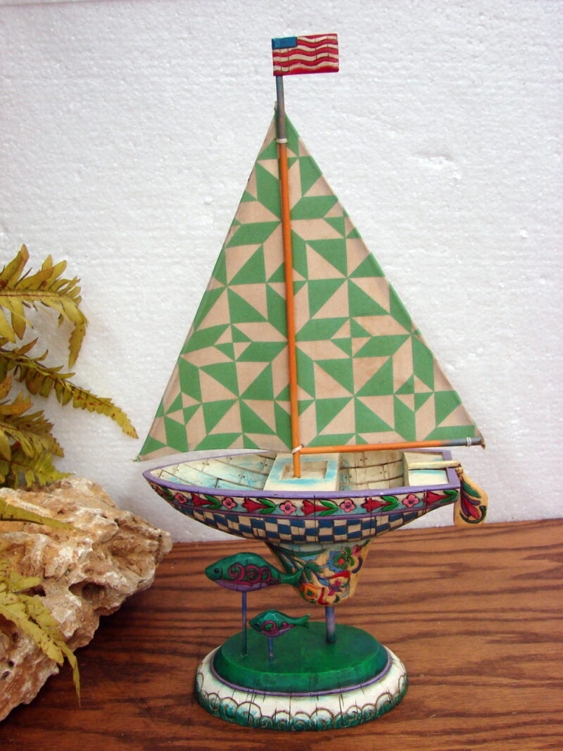 Jim Shore Shorelights Sailboat The Wind at My Back #118735, Moose-R-Us.Com Log Cabin Decor