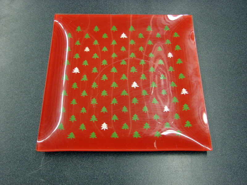 Vintage LE Smith Party Line Holiday Red Square Plate 9&#8243;, Moose-R-Us.Com Log Cabin Decor