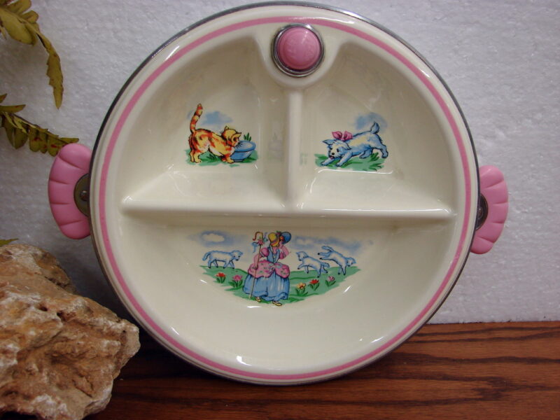 Vintage Hankscraft Bartsch Child Baby Food Warmer Bowl with Cover Little Bo Peep, Moose-R-Us.Com Log Cabin Decor