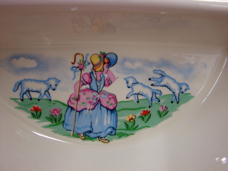 Vintage Hankscraft Bartsch Child Baby Food Warmer Bowl with Cover Little Bo Peep, Moose-R-Us.Com Log Cabin Decor