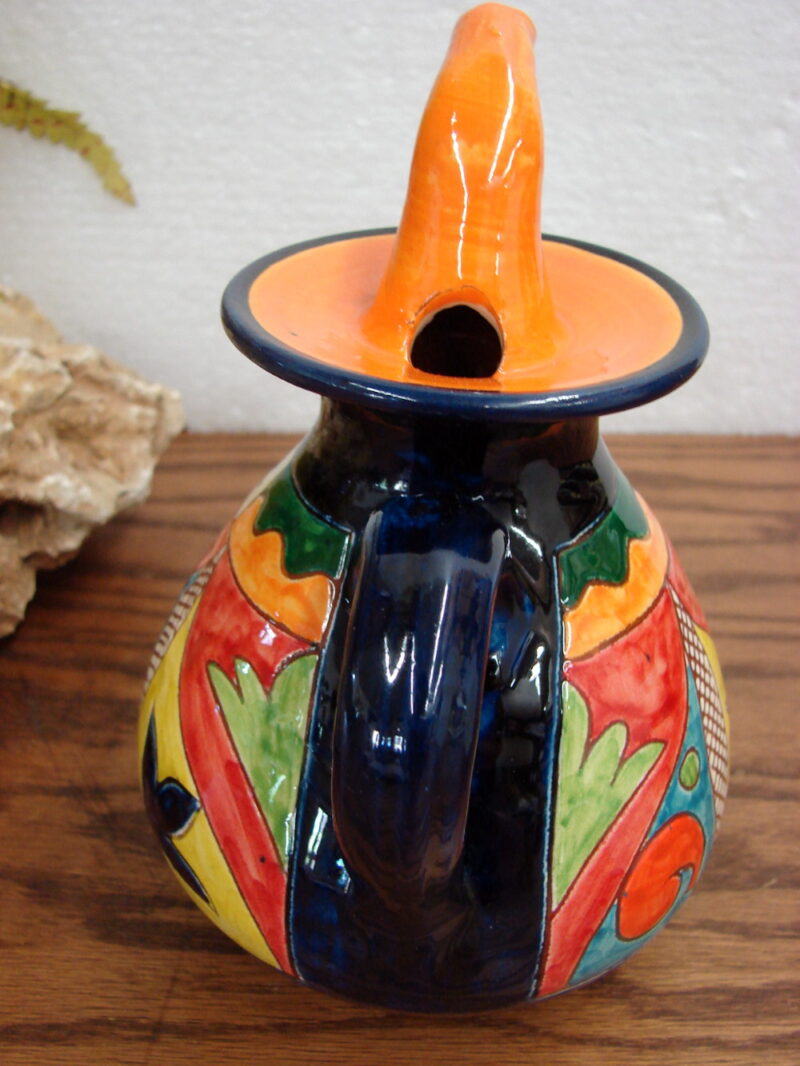 Mexico Talavera Aceit Oil Jug Jar Pottery Hand Painted, Moose-R-Us.Com Log Cabin Decor