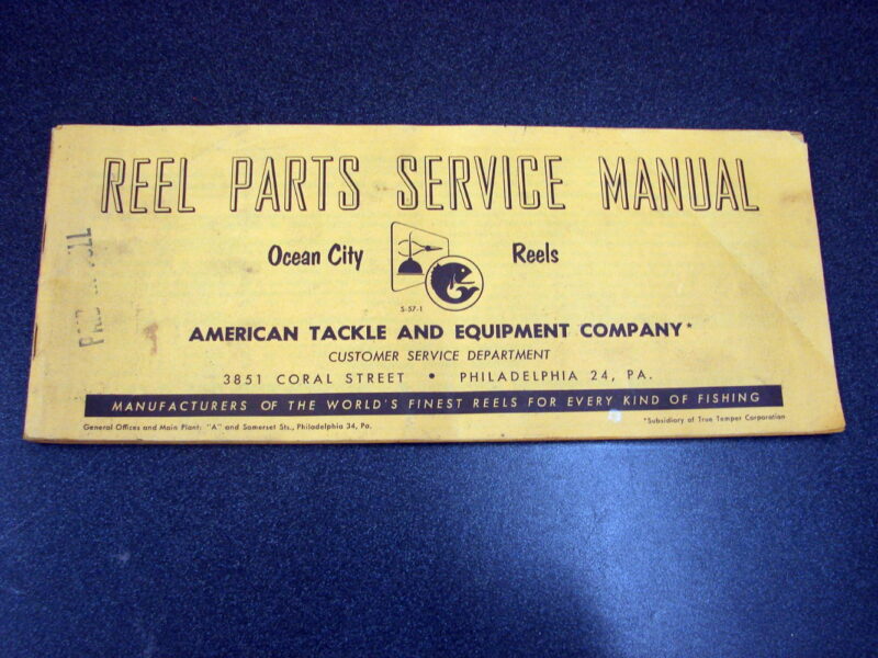 Vintage Ocean City Reels Reel Parts Service Manual American Tackle Co., Moose-R-Us.Com Log Cabin Decor