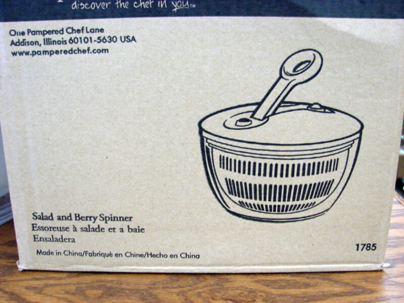 Original Pampered Chef #1785 Salad and Berry Spinner Like New in Box, Moose-R-Us.Com Log Cabin Decor