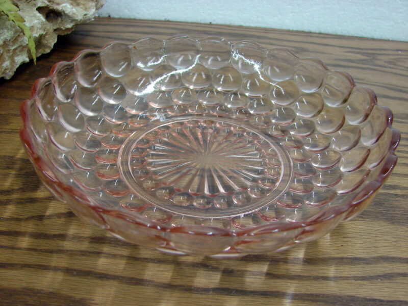 Vintage Pink Depression Glass Bubble Bowl Decorative 8&#8243;, Moose-R-Us.Com Log Cabin Decor