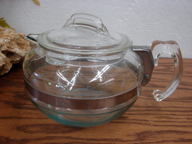 Vintage PYREX Flameware Glass #8126 Blue Tint Teapot, Moose-R-Us.Com Log Cabin Decor