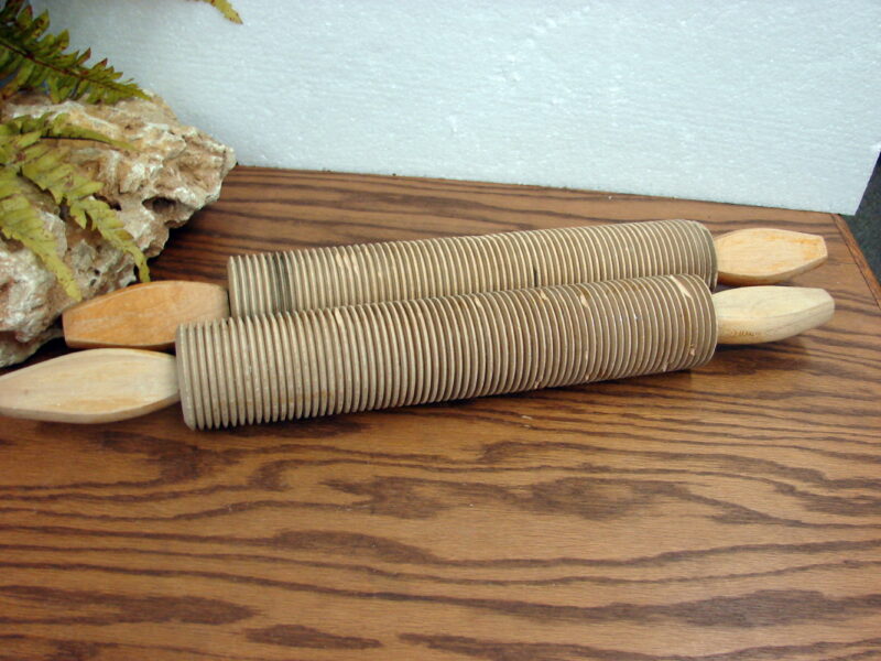 Vintage Swedish Wood Rolling Pin Ribbed Flat Handles Scandinavian, Moose-R-Us.Com Log Cabin Decor