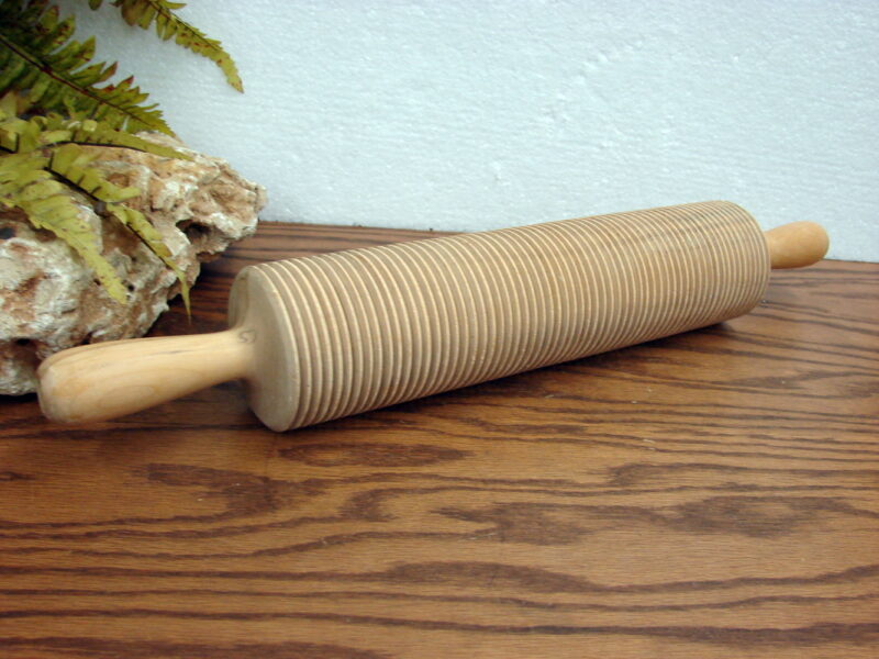 Vintage Swedish Wood Rolling Pin One Piece Turned Ribbed, Moose-R-Us.Com Log Cabin Decor