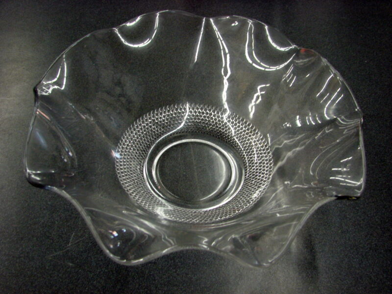 Vintage Crystal Duncan Miller Clear Ruffled Bowl Bubble Base, Moose-R-Us.Com Log Cabin Decor