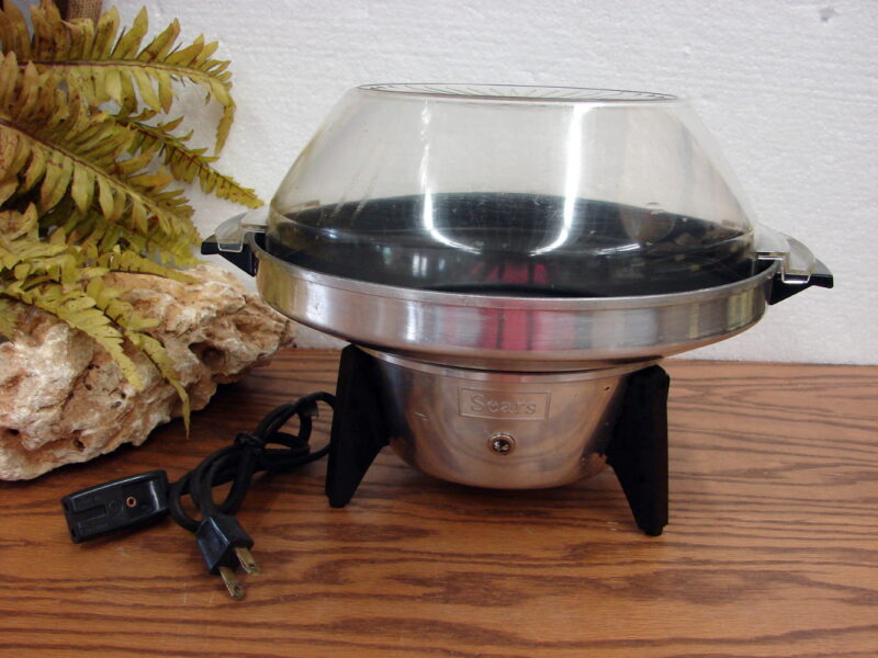 Vintage Sears MCM Flying Saucer Aluminum Popcorn Popper Complete Tested, Moose-R-Us.Com Log Cabin Decor