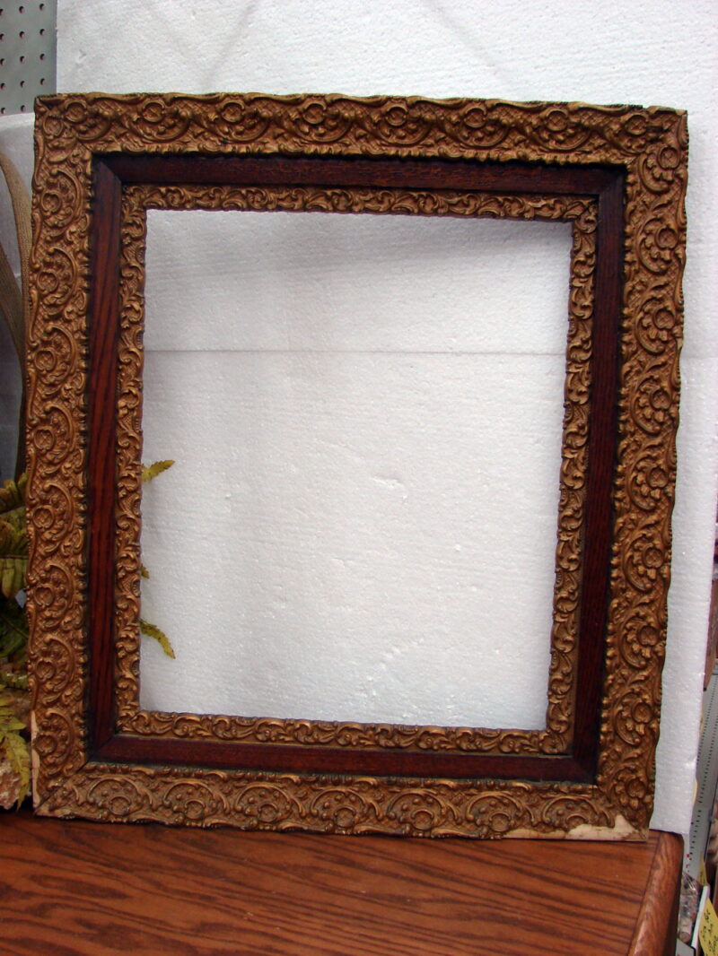 Antique Gesso Applied Oak Wood Square Frame 24 x 21&#8243;, Moose-R-Us.Com Log Cabin Decor