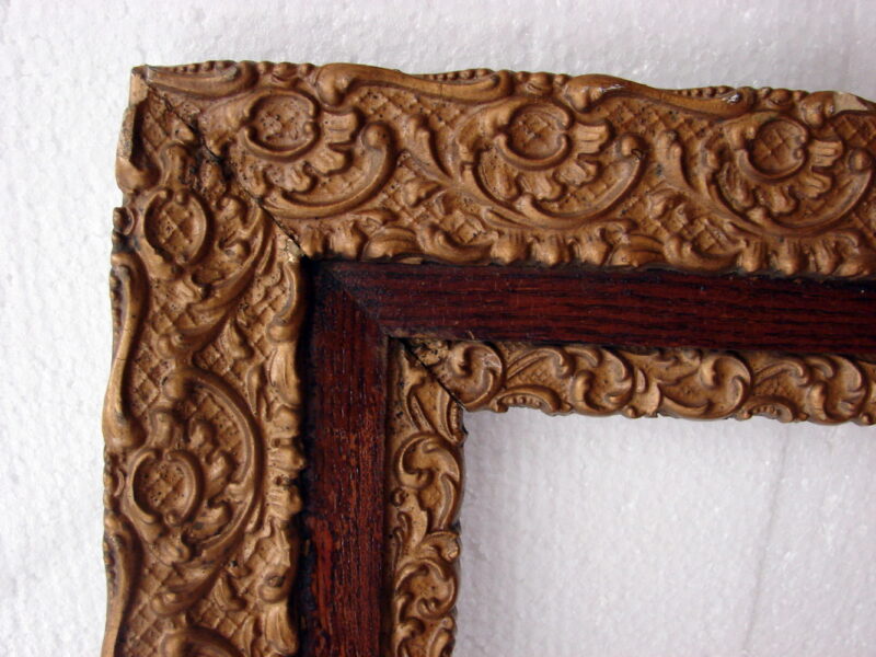 Antique Gesso Applied Oak Wood Square Frame 24 x 21&#8243;, Moose-R-Us.Com Log Cabin Decor