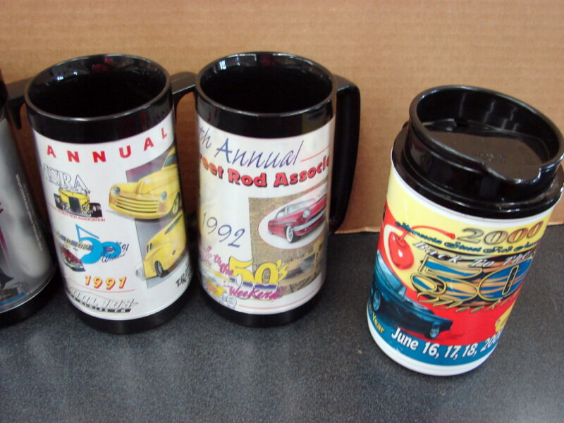 18 Vintage West Bend Thermo Serv Street Rod Association Steins 1982-1997, Moose-R-Us.Com Log Cabin Decor