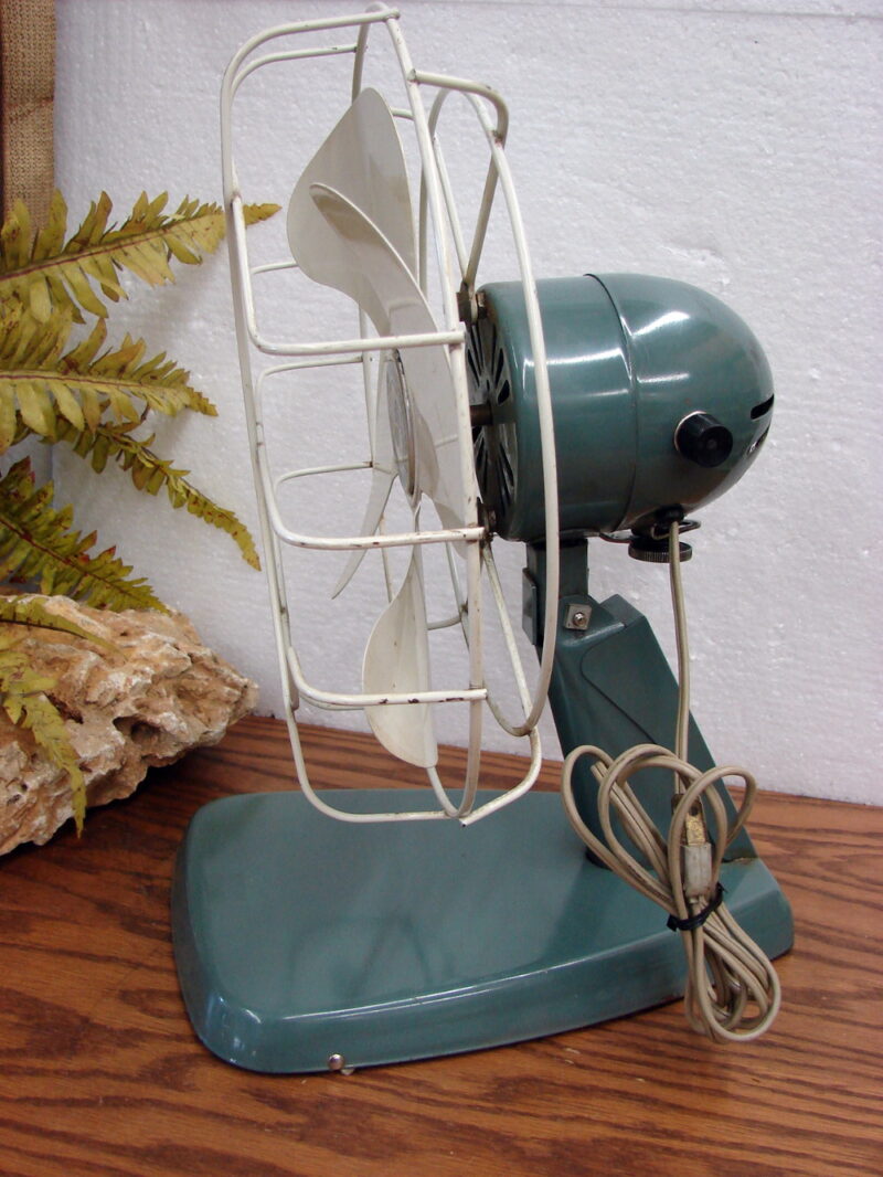 Vintage Mid Century Turquoise Superior Table Fan Blue/Green, Moose-R-Us.Com Log Cabin Decor