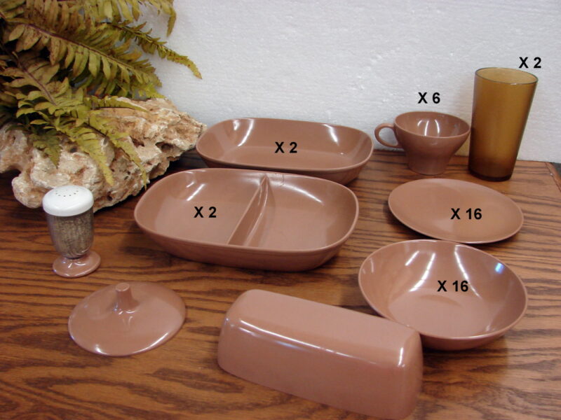 Vintage Texas Ware Brown Dinner Ware Set Accessories Pieces, Moose-R-Us.Com Log Cabin Decor