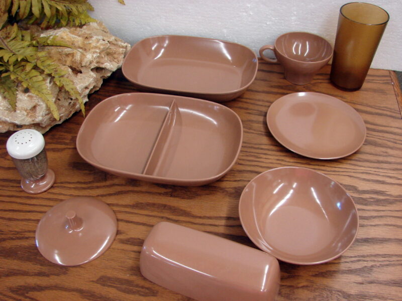 Vintage Texas Ware Brown Dinner Ware Set Accessories Pieces, Moose-R-Us.Com Log Cabin Decor