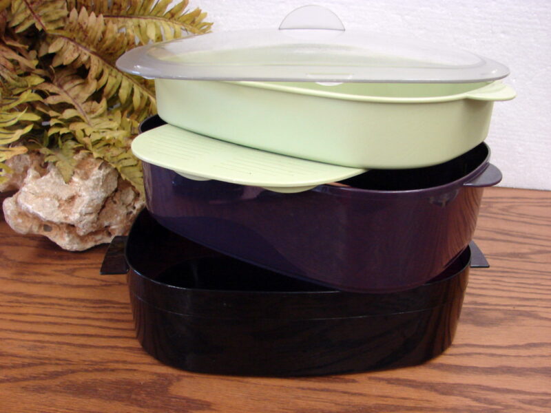 Tupperware Steamer Multi Level Sectional Eggplant/Mint #4145, Moose-R-Us.Com Log Cabin Decor