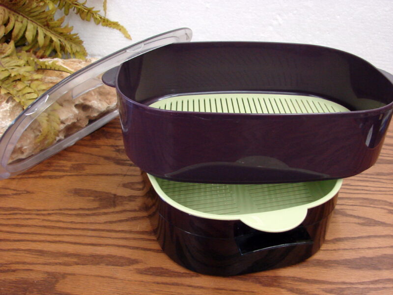 Tupperware Steamer Multi Level Sectional Eggplant/Mint #4145, Moose-R-Us.Com Log Cabin Decor