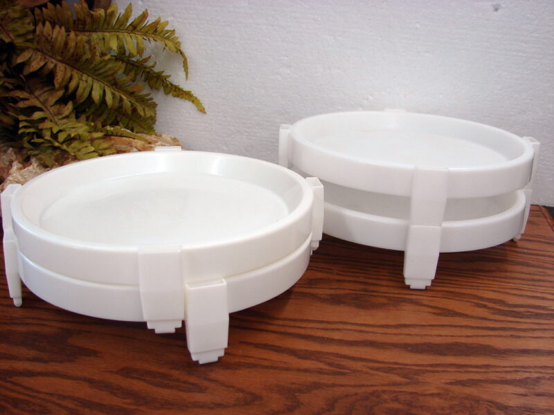 Vintage Tupperware Set/4 Divide-A-Rack Stackable White Pie Cup Cake Stackers, Moose-R-Us.Com Log Cabin Decor