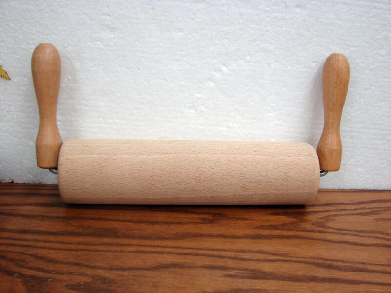 Vintage Swedish Unique Wood Rolling Pin Vertical Upright Handles Easy Grip, Moose-R-Us.Com Log Cabin Decor