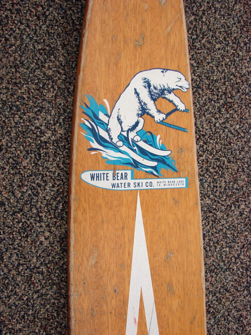 Vintage Wood Waterski White Bear Water Ski Co Retro Slalom Water Ski, Moose-R-Us.Com Log Cabin Decor