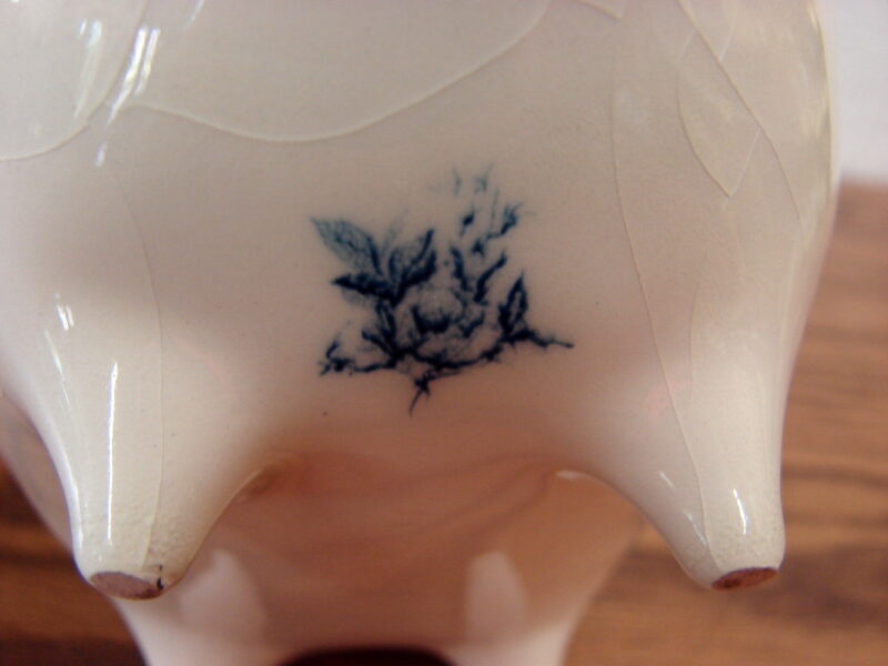 Vintage Pretty Piggy Bank Porcelain No Hole Blue Delft Design Top Handle, Moose-R-Us.Com Log Cabin Decor