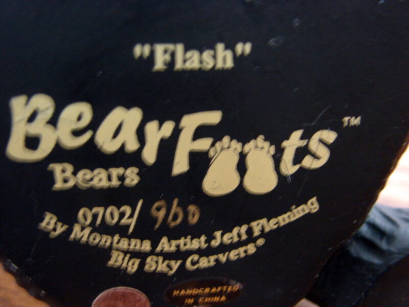 Retired Big Sky Carvers Bearfoot Bears Jeff Fleming Flash w/ Card Photo Picture Holder, Moose-R-Us.Com Log Cabin Decor