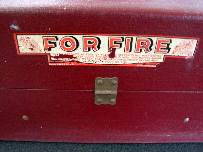 Antique Sales Case/8 Red Comet Original Automatic Glass Ball Fire Extinguisher, Moose-R-Us.Com Log Cabin Decor