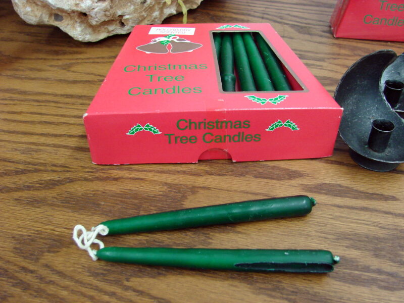 Two Boxes Christmas Tree String Candles Green and White, Moose-R-Us.Com Log Cabin Decor