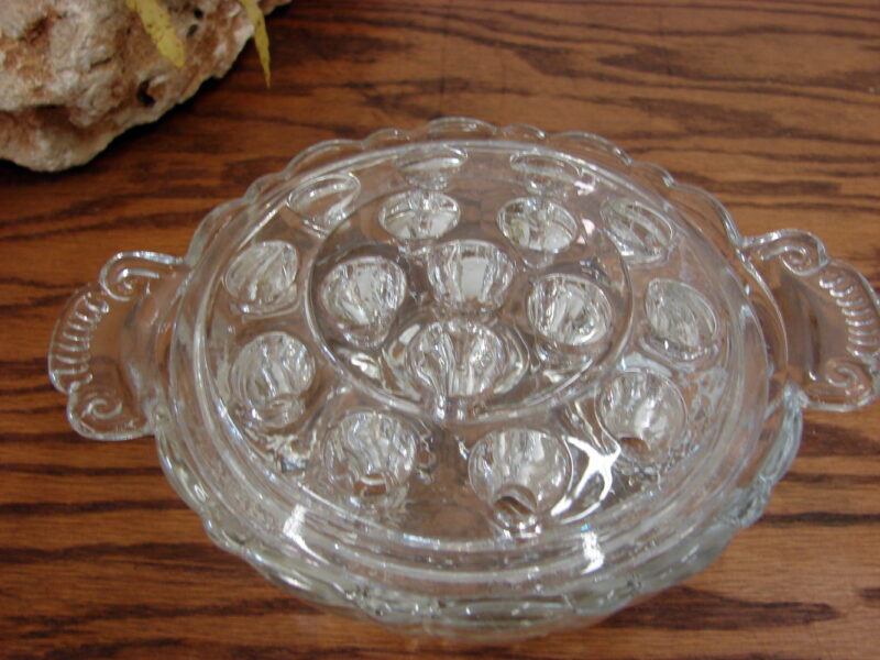 Vintage Clear Crystal Flower Frog w/ Bowl Ledges Open Floral Set, Moose-R-Us.Com Log Cabin Decor