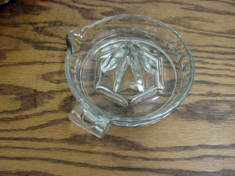 Vintage Clear Glass Manual Citrus Juicer Reamer Side Knob Handle, Moose-R-Us.Com Log Cabin Decor