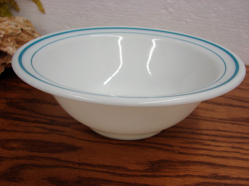 Vintage Corning PYREX Turquoise Blue Double Stripe Rim Soup Bowl 9&#8243;, Moose-R-Us.Com Log Cabin Decor