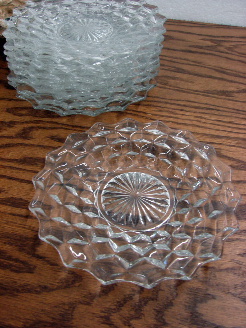 Vintage Crystal Fostoria American Cubist 7 1/2&#8243; Plates Set/8, Moose-R-Us.Com Log Cabin Decor