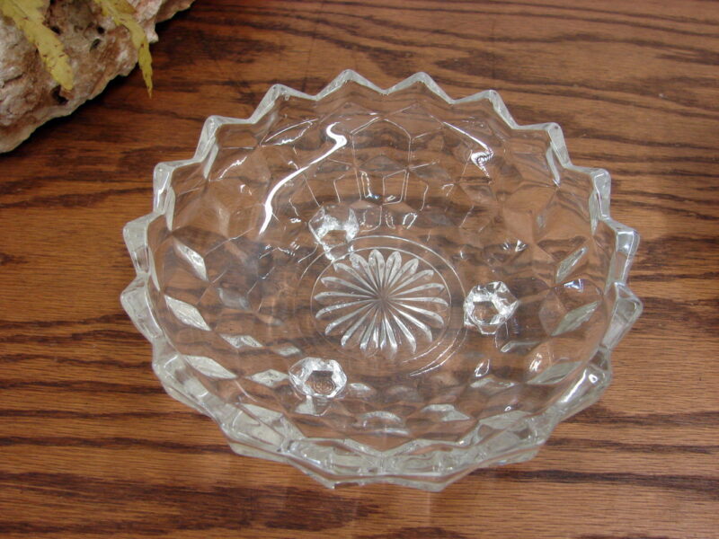 Vintage Crystal Fostoria American Cubist Open 3 Footed Candy Dish, Moose-R-Us.Com Log Cabin Decor