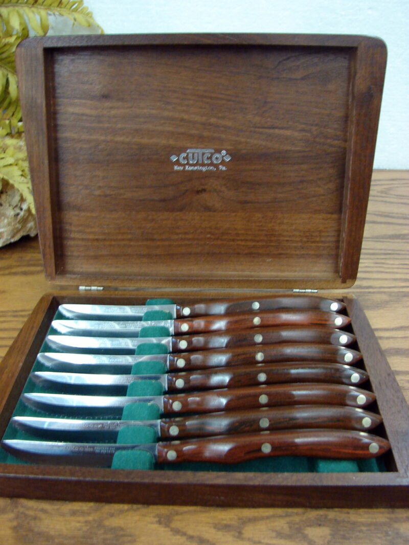 Vintage Cutco Steak Knife Set/8 in Original Wood Box Knives, Moose-R-Us.Com Log Cabin Decor