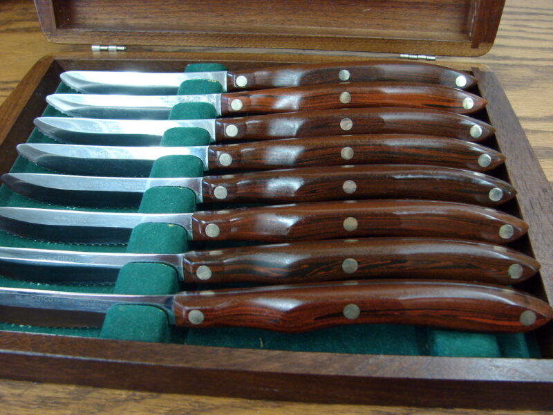 Vintage Cutco Steak Knife Set/8 in Original Wood Box Knives, Moose-R-Us.Com Log Cabin Decor