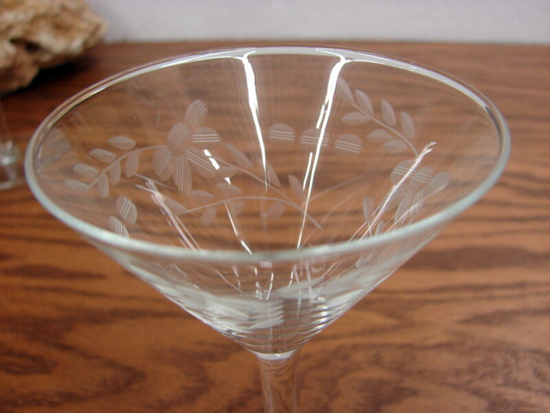 Set/27 Vintage Crystal Etched Cocktail Glasses 3 Sizes Martini Sherry Wine, Moose-R-Us.Com Log Cabin Decor