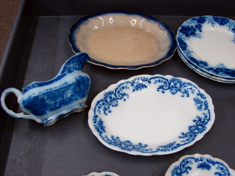 Antique Royal Blue Flow Blu China England Pottery Craft as is 21 Pieces, Moose-R-Us.Com Log Cabin Decor