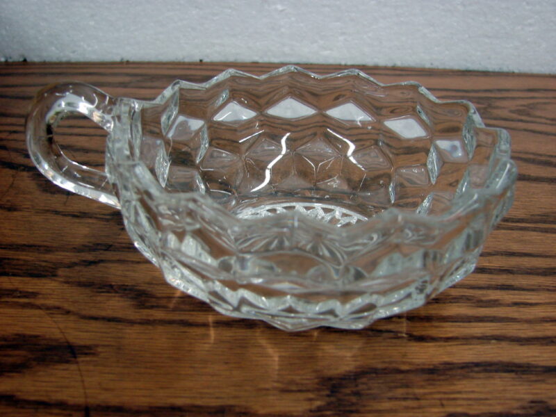 Vintage Crystal Fostoria American Cubist Nappy Single Handle Soup, Moose-R-Us.Com Log Cabin Decor