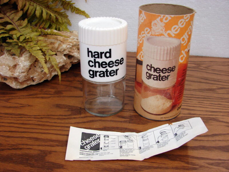 Vintage Gemco Glass Hard Cheese Grater Original Box Complete, Moose-R-Us.Com Log Cabin Decor