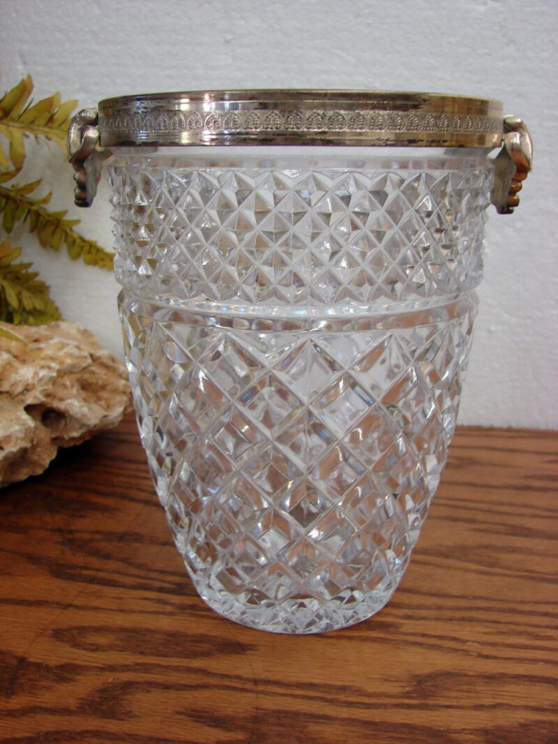 Wexford Crystal Style Silver Plate Rim Champagne Bucket Wine Chiller Germany, Moose-R-Us.Com Log Cabin Decor