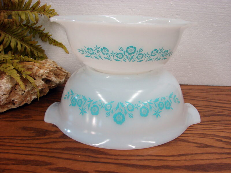 Vintage Glasbake Maid of Honor Set/2 Nesting Mixing Handled Bowls, Moose-R-Us.Com Log Cabin Decor