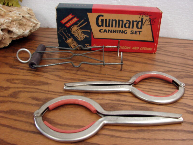 Vintage Gunnard Canning Set Jar Lifter Holder Tightener Original Box, Moose-R-Us.Com Log Cabin Decor