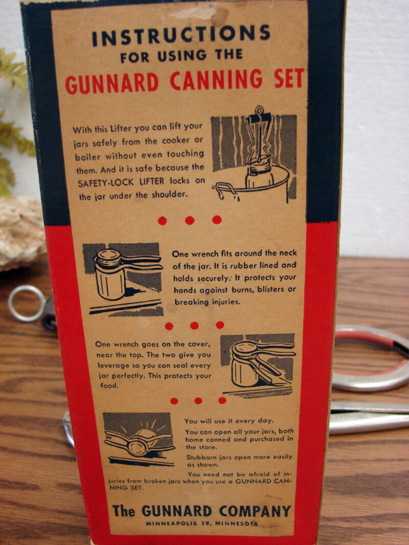 Vintage Gunnard Canning Set Jar Lifter Holder Tightener Original Box, Moose-R-Us.Com Log Cabin Decor