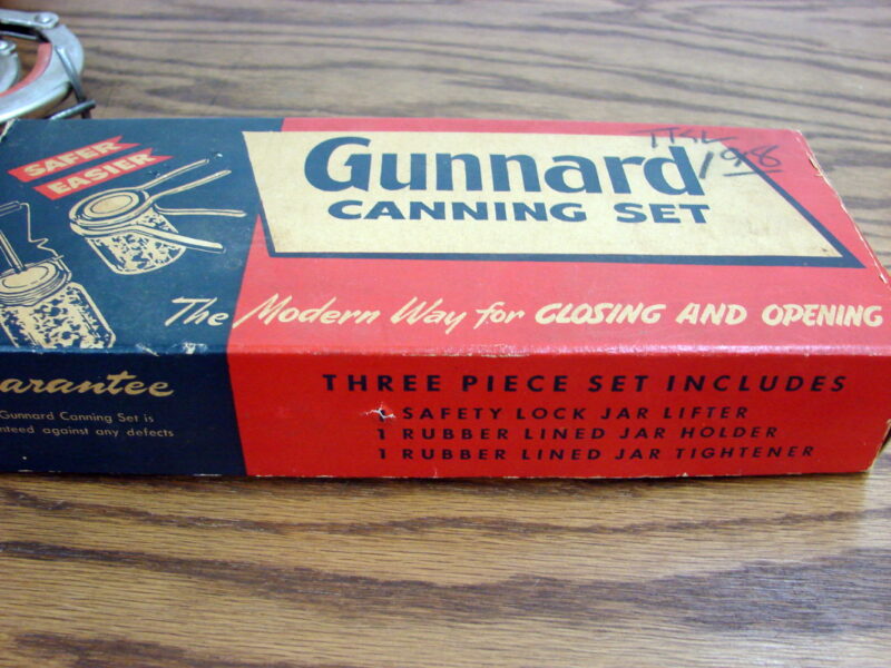 Vintage Gunnard Canning Set Jar Lifter Holder Tightener Original Box, Moose-R-Us.Com Log Cabin Decor