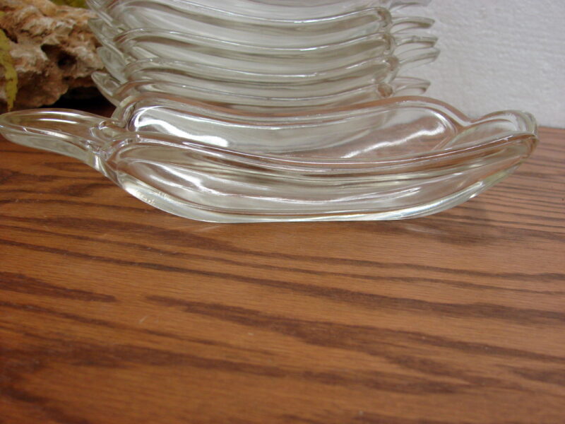 Vintage Indiana Glass Banana Split Glass Boat Dish Set/8, Moose-R-Us.Com Log Cabin Decor