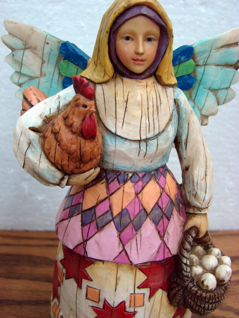 Jim Shore 2002 Angel of Faithfulness Chicken Egg Basket Figurine, Moose-R-Us.Com Log Cabin Decor