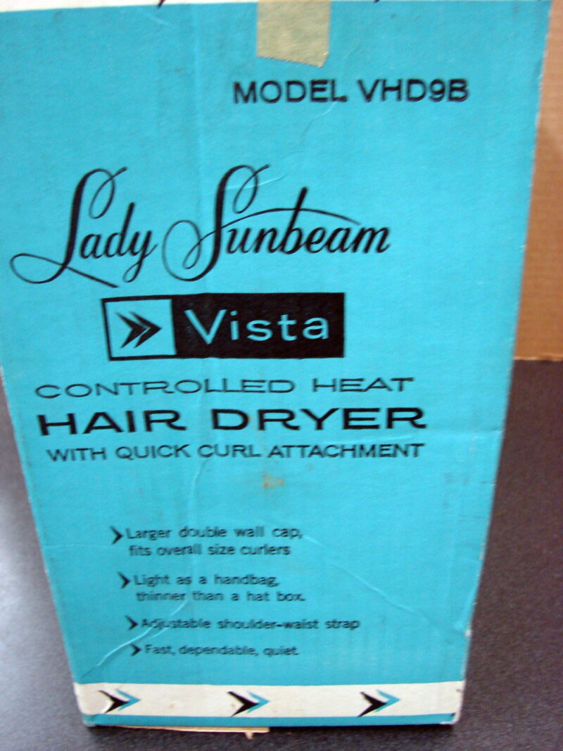 Vintage MCM Lady Sunbeam Vista Bonnet Hair Dryer Travel Size Case, Moose-R-Us.Com Log Cabin Decor