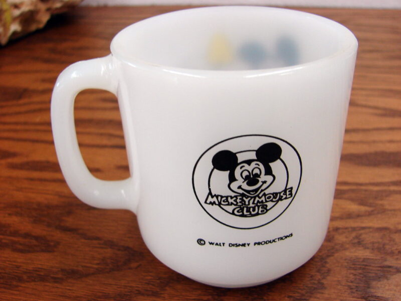 Vintage Milk Glass Mickey Mouse Club Bees Libbey Childs Mug, Moose-R-Us.Com Log Cabin Decor