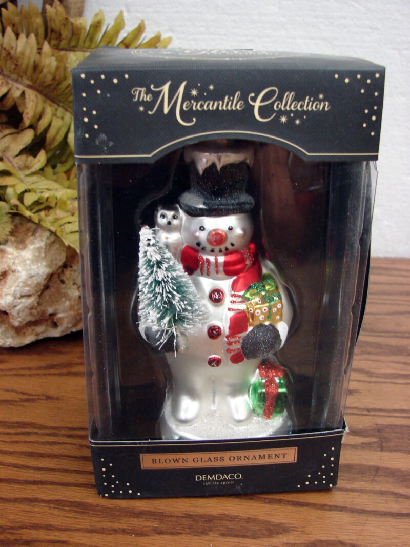 Blown Glass Ornament NIB Mercantile Collection Snowman Dove, Moose-R-Us.Com Log Cabin Decor